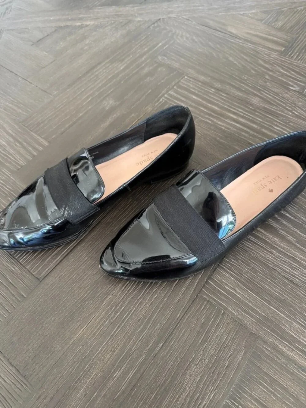 Kate Spade Loafers Size 8 Black Patent Leather Slip On Flats